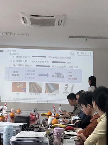 （插在第三段）团队成员在开组会